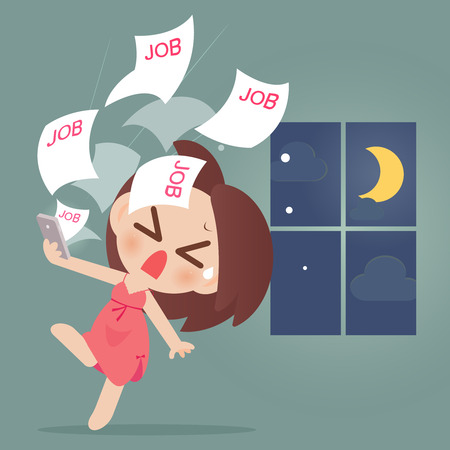 Business woman is in a long place and timeのイラスト素材