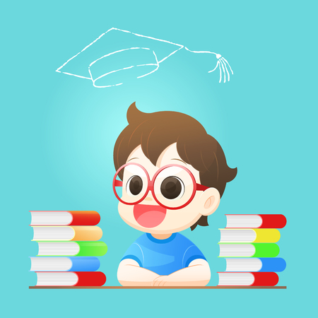 The boy hope to success for the graduate, Back to schoolのイラスト素材