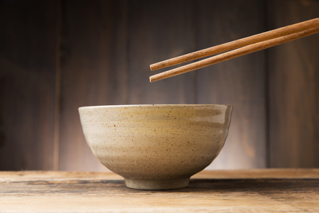 Plate Japanese style on wood backgroundの写真素材