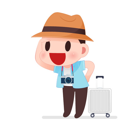 Traveler Man, Cartoon Design, Vector And Illustrationのイラスト素材