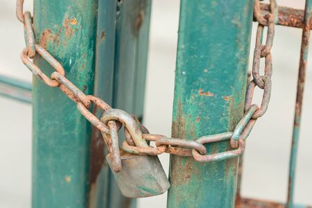 Rusty steel and lock.の写真素材
