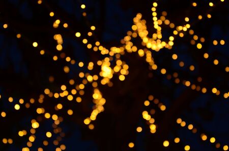 Beautiful blur and bokeh images. christmas light night,abstract circular bokeh backgroundの写真素材