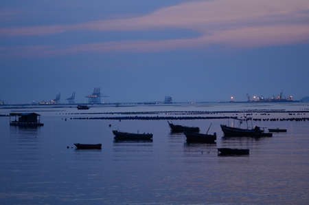 Sea view in the evening. The Last of the Day at Bangsaen Beach, Thailandの写真素材
