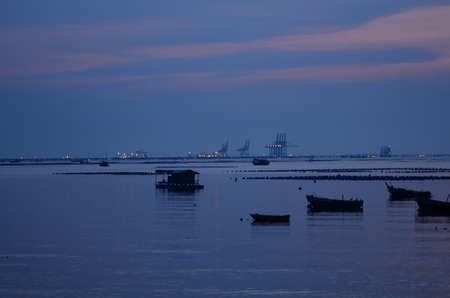 Sea view in the evening. The Last of the Day at Bangsaen Beach, Thailandの写真素材