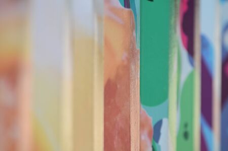 Colorful zinc wall paintings used as wallpaper.の写真素材