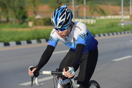 Amateur cyclist They compete in a charity program for children with visual disabilities. From Chonburi to Chanthaburi,thailand. the route is 129 km on March 17, 2018.のeditorial素材