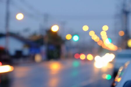 Beautiful blur and bokeh images. christmas light night,abstract circular bokeh background.bokeh lights and car lights illuminate the streets. abstract, backgroundの写真素材