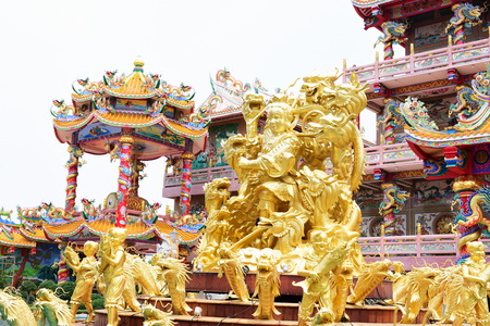 Chinese art shrine in Thailand. It is the worship of people in Chonburi, Thailand. Chinese sculpture Made of stone decorated inside the shrine area. Chinese dragon statue Chinese decoration Accordingの写真素材