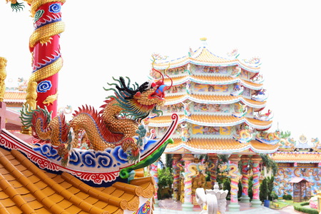 Chinese art shrine in Thailand. It is the worship of people in Chonburi, Thailand. Chinese sculpture Made of stone decorated inside the shrine area. Chinese dragon statue Chinese decoration Accordingの写真素材