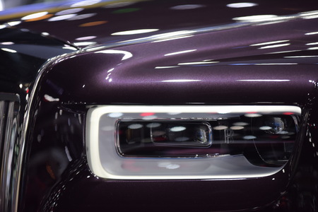 Beautiful parts of the new car. Motorcycle headlights, headlights, body lights, modern and sporty look.の写真素材