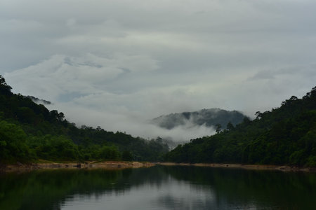 Clouds over the river in the rainforest,Thailand.の写真素材