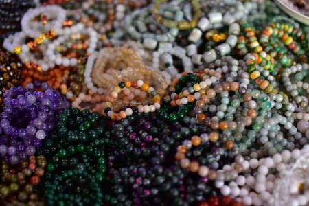 Colorful beads for sale at a bazaar in Istanbul, Turkey