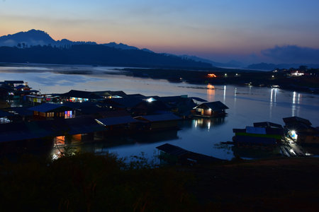 Sunrise at the Inle Lake in Shan State, Myanmar (Burma)の写真素材