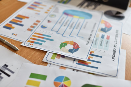 Business charts and graphs on the table. Business analysis. Financial report