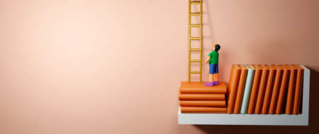 Education concept. 3d render of Books on the shelf, Modern flat design isometric concept of...
