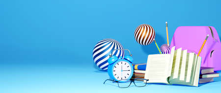 Education concept. 3d render of Book and pencil, Modern flat design isometric concept of Education...