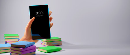 Digital Online Education. 3d render of mobile. Application learning on phone, mobile website...
