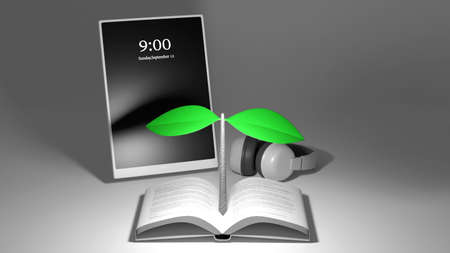 Digital Online Education. 3d render of mobile. Application learning on phone, mobile website background. 
social distance concept isolated on background. Classroom Online Education internet network.の写真素材