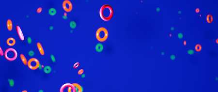 3D Rendering of Colorful Torus shape on colorful background.