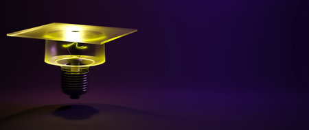 Education concept. 3d render of graduation hat, Modern flat design isometric concept of Education for website and mobile website. Landing page template.の写真素材