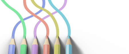 Education concept. 3d of colored pencils on white background. Modern flat design isometric concept...