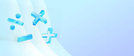 Education concept. 3d of mathematical marks on blue background. Modern flat design isometric concept...