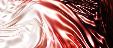 3d render of orange and white cloth. iridescent holographic foil. abstract art fashion background.の写真素材