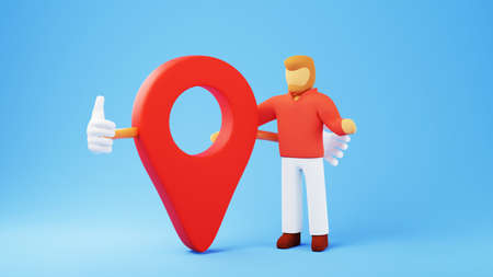 3D render of a man and icon. Shopping online and e-commerce on web business concept. Secure online payment transaction with smartphone.の写真素材