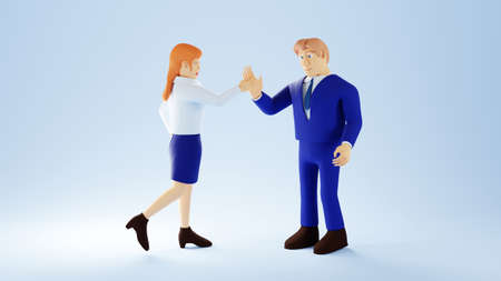3D render of business woman and man. Business online mobile and e-commerce on web shopping concept....