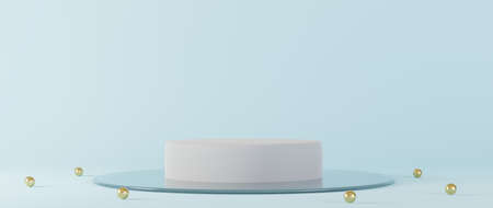 Minimal luxury design Cylinder box podium in white concrete wall background. Display scene stage platform showcase, product, presentation, cosmetic. 3D renderの写真素材