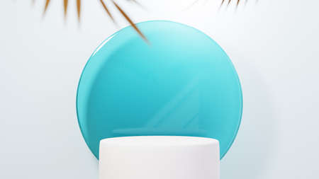 Minimal luxury design Cylinder box podium in white concrete wall background. Display scene stage platform showcase, product, presentation, cosmetic. 3D renderの写真素材