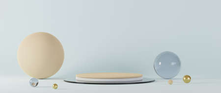 Minimal luxury design Cylinder box podium in white concrete wall background. Display scene stage platform showcase, product, presentation, cosmetic. 3D renderの写真素材