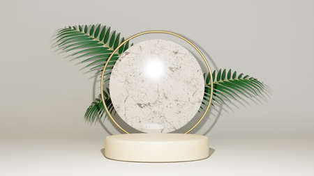 3D rendering of abstract background. Podium for show product. Blank scene showcase mockup with empty round stage.の写真素材