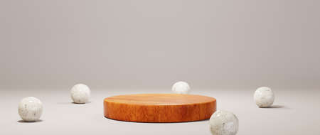 3D rendering of abstract background. Podium for show product. Blank scene showcase mockup with empty round stage.の写真素材