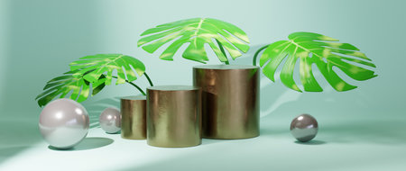 3D rendering of background. showcase product. Blank scene showcase mockup with empty round stage.の写真素材