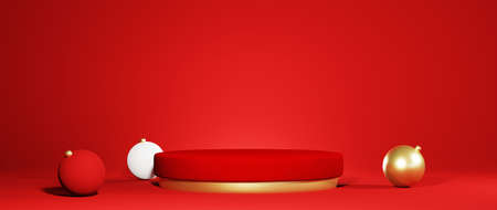 3D rendering of mockup background. Podium for show product. Blank scene showcase with empty round stage.の写真素材