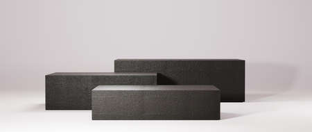 3D rendering of mockup background. Podium for show product. Blank scene showcase with empty round...