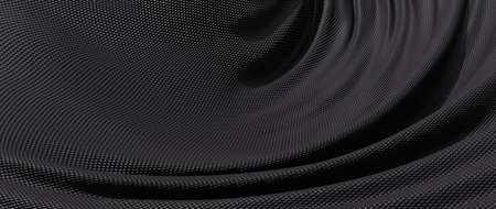 3d render of black cloth. iridescent holographic foil. abstract art fashion background.の写真素材