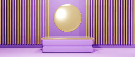 3D rendering of mockup background. Podium for show product. Blank scene showcase with empty round stage.の写真素材