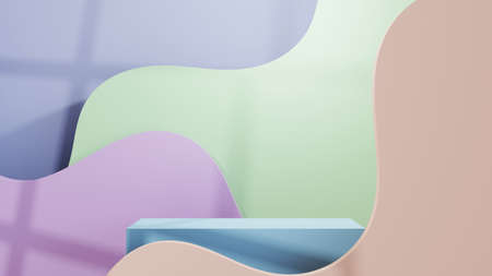 3D rendering of podium background. Mockup for show product. Blank scene showcase with empty round...