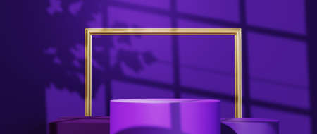 3D rendering of podium background. Mockup for show product. Blank scene showcase with empty round stage.の写真素材