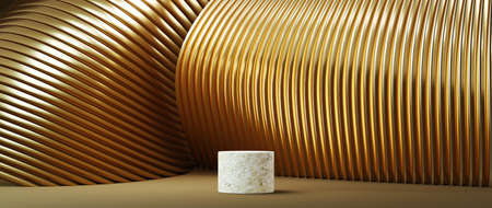 3D rendering of podium background. Mockup for show product. Blank scene showcase with empty round stage.の写真素材