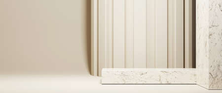 3D rendering of podium background. Mockup for show product. Blank scene showcase with empty round...