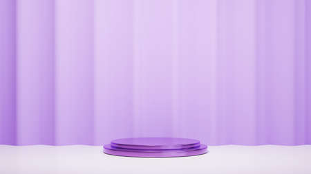 3D rendering of purple podium for display background. Mockup for show product.の写真素材