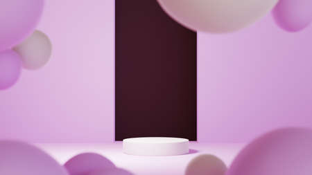 3D rendering of Podium for displaying products background. Mockup for show product.の写真素材