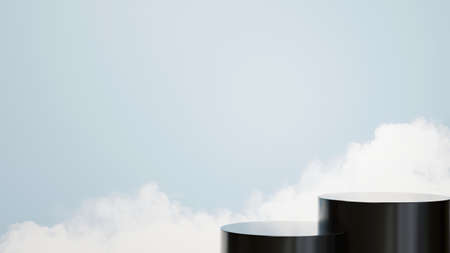 3D rendering of Podium for displaying the skin cream cosmetics decorations. Mockup background for show product.の写真素材