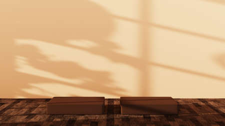 3D rendering of Podium for displaying the skin cream cosmetics decorations. Mockup background for show product.の写真素材