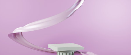 3D rendering of Podium for displaying the skin cream cosmetics decorations. Mockup background for...