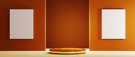 3D rendering of Podium for displaying the skin cream cosmetics decorations. Mockup background for...