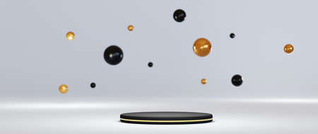 3D rendering of Podium for displaying the skin cream cosmetics decorations. Mockup background for...